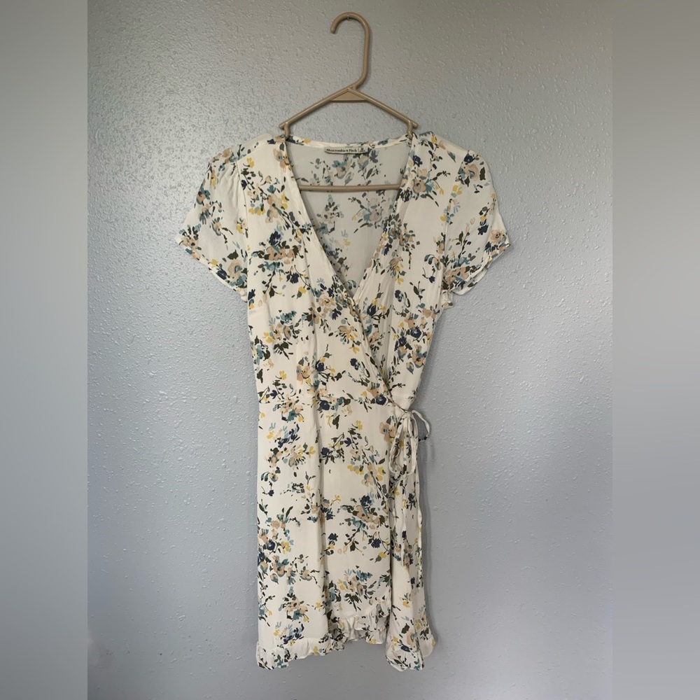 Floral Wrap Dress in Cream